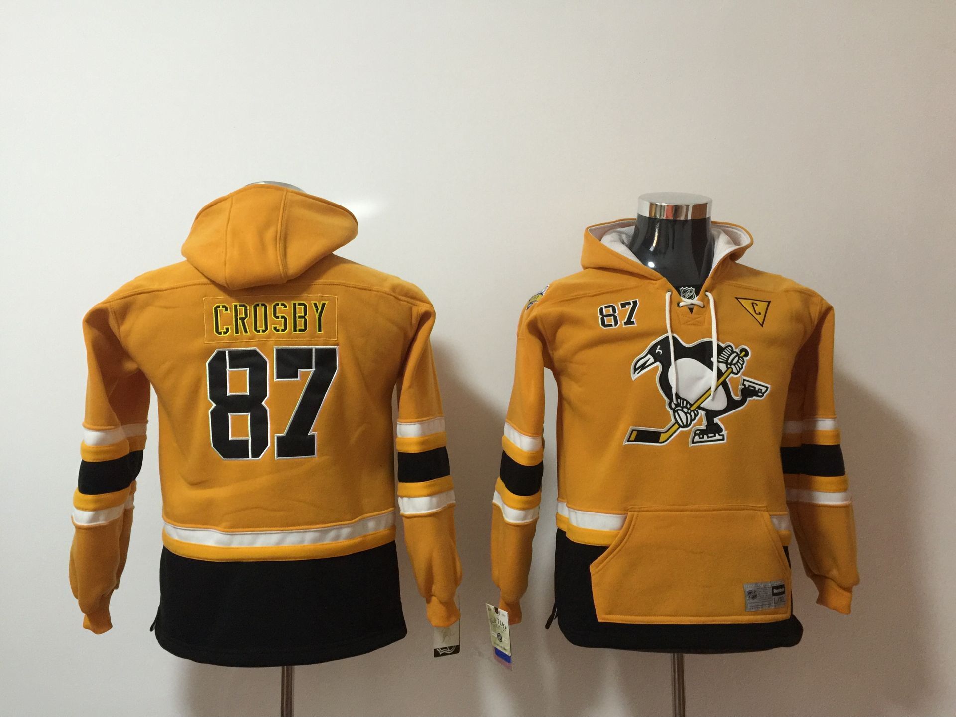 Youth 2017 NHL Pittsburgh Penguins #87 Crosby yellow hoodie->more nhl jerseys->NHL Jersey